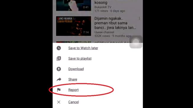 Tutorial melaporkan konten di Youtube. (Twitter/Lini Zurlia)