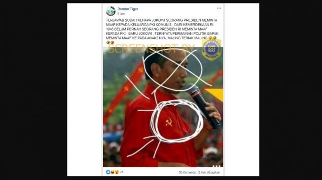 CEK FAKTA, konten yang klaim Jokowi pakai kemeja merah berlogo palu arit (turnbackhoax.id)