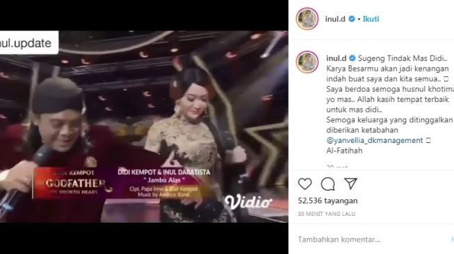 Unggahan Inul Daratista soal Didi Kempot [Instagram/@inul.d]
