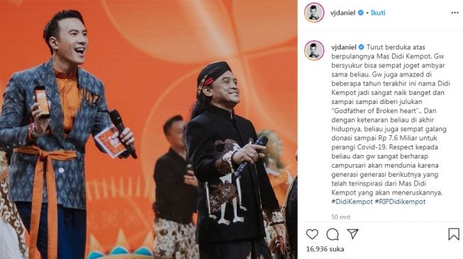 Unggahan Daniel Mananta soal Didi Kempot [Instagram/@vjdaniel]