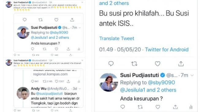 Susi Pudjiastuti dituduh pro khilafah (Twitter)