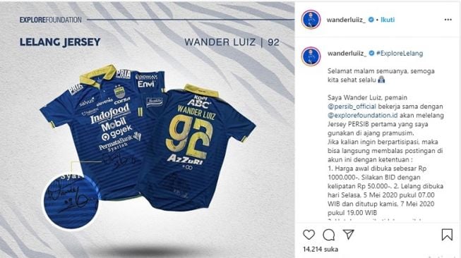Wander Luiz lelang jersey (Screenshot Instagram @wanderluiiz_)