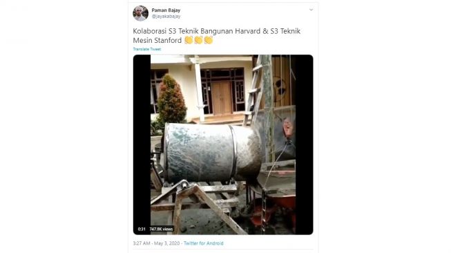 Bangun rumah dengan mesin sederhana tapi kreatif. [Twitter]