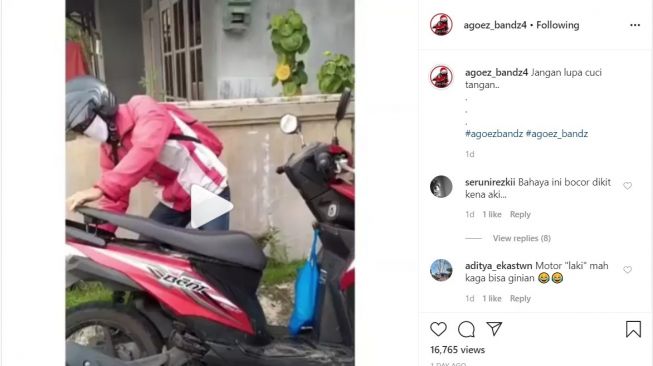 Cara Unik Pemotor Honda BeAT Kampanyekan Gerakan Cuci Tangan (Instagram-agoez_bandz4)