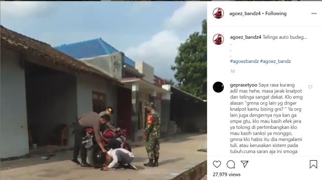 Hukuman pemotor yang menggunakan knalpot brong (Instagram-agoez_bandz4)