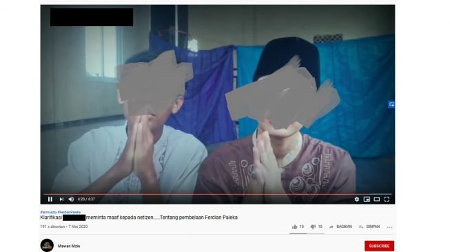 Permintaan maaf pembela Ferdian Paleka (YouTube)