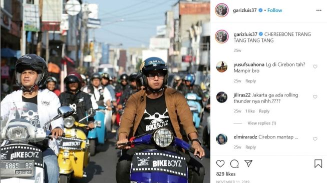 Riding bersama komunitas Vespa sabil memperkenalkan film BikeBoyz (Instagram-garisluis37)