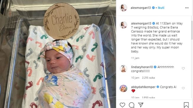 Alex Morgan lahirkan anak pertama. (Instagram/@alexmorgan13).
