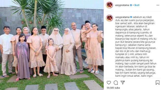 Unggahan Ussy Sulistiawaty [Instagram/@ussypratama]