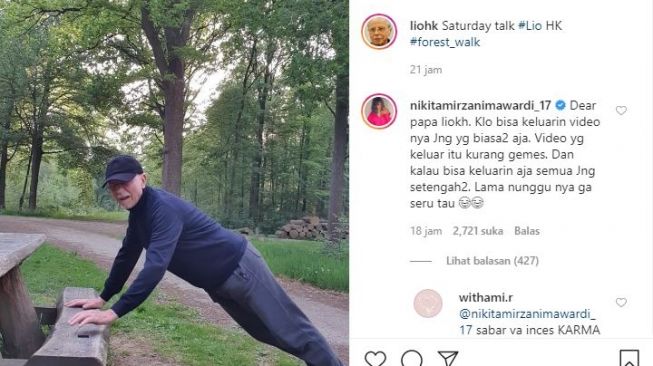 Komentar Nikita Mirzani di unggahan papa angkat Syahrini [Instagram]