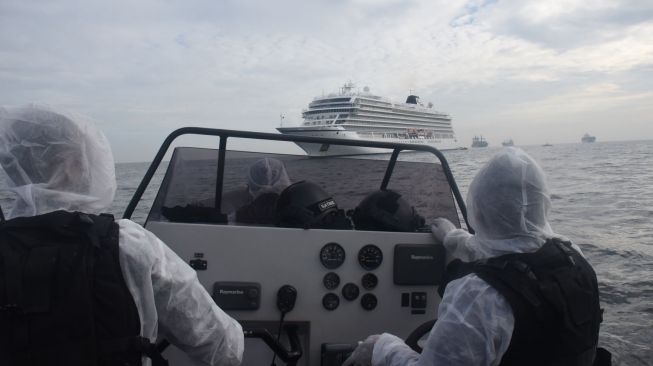 Sebanyak 72 Anak Buah Kapal (ABK) kapal pesiar MV. Viking Orion tiba di Indonesia pada Senin (11/5/2020) ini. (Foto dok. Lantamal III Jakarta)