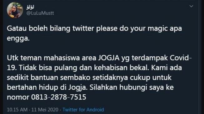 Bantu Mahasiswa Jogja Terdampak Corona, Netizen Kaget Tahu Fakta Miris Ini