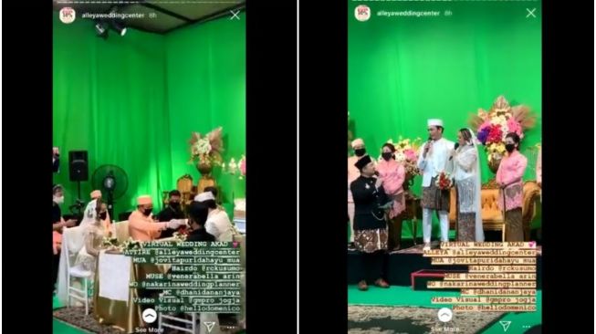 Totalitas! Pasangan Ini Gelar Pernikahan Virtual Pakai Green Screen