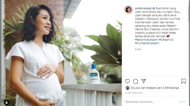 Gaya fesyen Andien saat hamil. (Instagram/@andienaisyah)