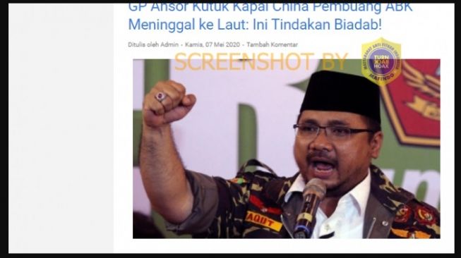 Penjelasan CEK FAKTA, artikel asli dari laman beritaislam (turnbackhoax.id)