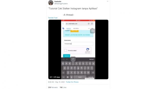 Tips stalking Instagram. [Twitter]