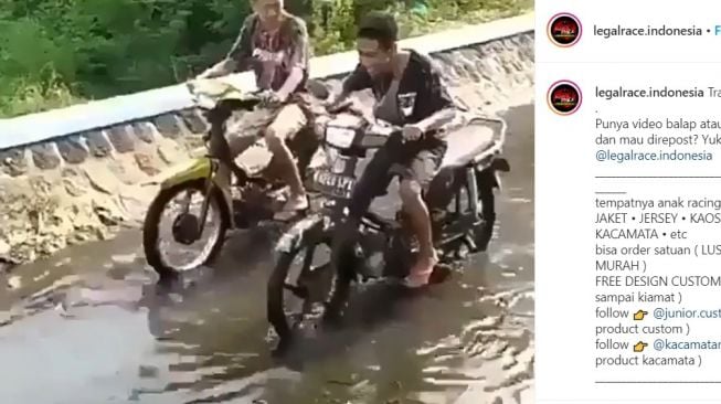 Sirkuit balap lokal, menggunakan sungai sebagai lintasannya (Instagram-legalrace.indonesia)