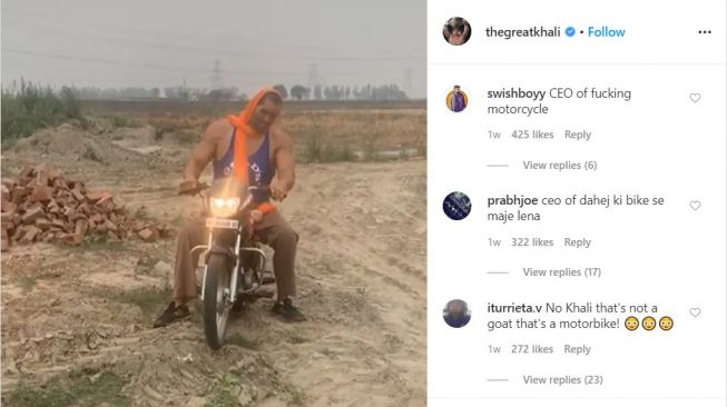 The Great Khali menyiksa motor sport di jalanan (Instagram-thegreatkhali)