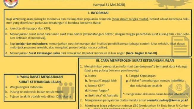 WNI di Australia Dikenai Biaya $30 Untuk Urus Surat Jalan ke Indonesia