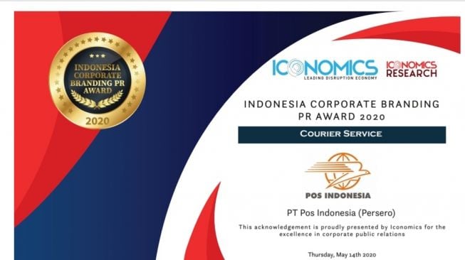 Pos Indonesia Raih Penghargaan Indonesia Corporate Branding PR Award 2020