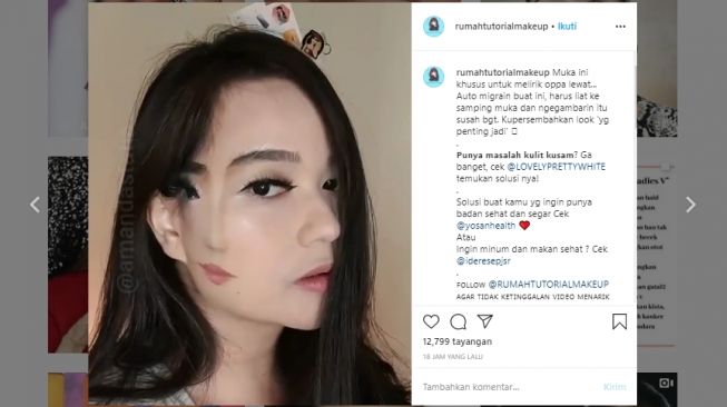 Membuat karya ilusi optik lewat kreasi makeup. (Instagram/@rumahtutorialmakeup)
