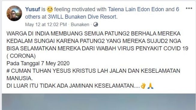 CEK FAKTA: Warga India Buang Patung ke Laut Tak Bisa Menolong dari Corona