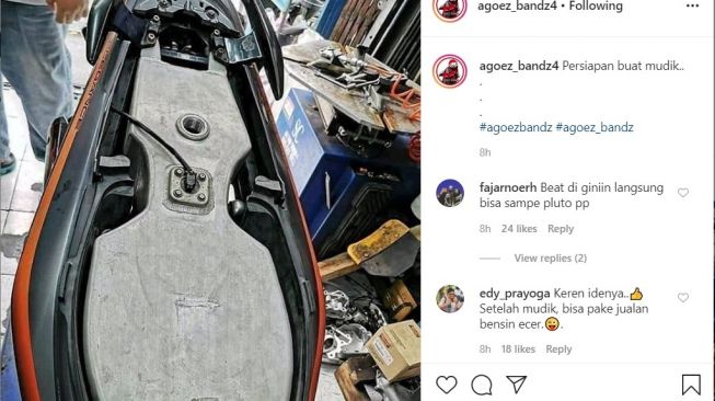 Tangki bensin pada motor anti mainstream (Instagram-agoez_bandz4)