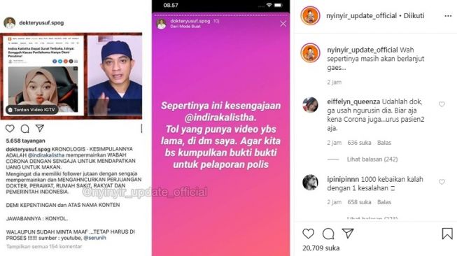 Indira Kalistha berencana dilaporkan ke polisi [Instagram/@nyinyir_update_official]