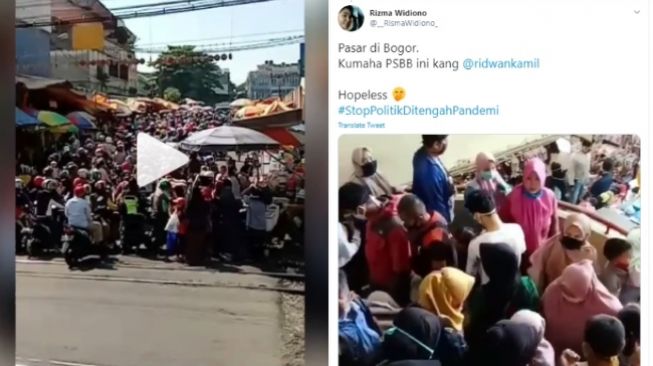 Viral pasar Bogor sesak pengunjung jelang lebaran meski PSBB (Instagram dan Twitter)