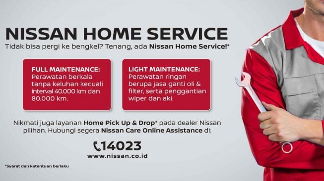 Nissan Indonesia meluncurkan layanan "Nissan Care" antara lain datang ke rumah untuk perbaikan produk Nissan [Dok. Nissan Indonesia].