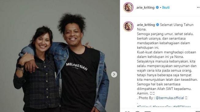 Unggahan Arie Kriting bersama Indah Permatasari [Instagram/@arie_kriting]