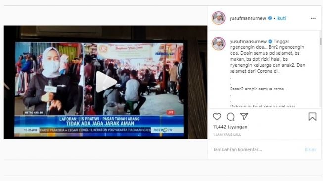 Yusuf Mansur minta menguatkan berdoa lantaran melihat pasar-pasar mulai ramai (Instagram)