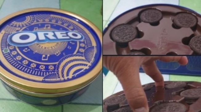 Ngakak, Begini Respon Kaget Warganet saat Buka Isi Oreo Kemasan Kaleng. (Twitter/@ponakanyaom)