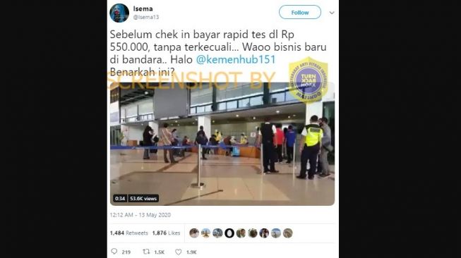 CEK FAKTA, informasi yang klaim rapid test di Bandara Soekarno-Hatta bayar Rp 550 ribu (turnbackhoax.id)