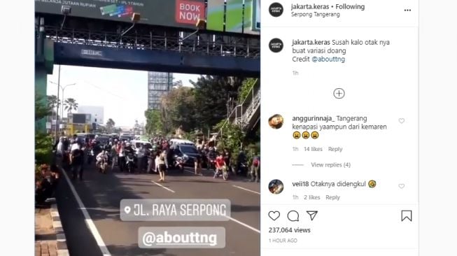 Balap liar di Serpong. (Instagram/Jakarta.keras)