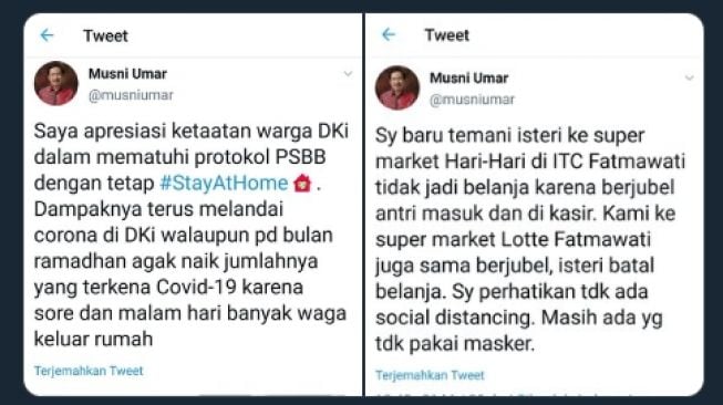 Cuitan Musni Umar yang bertolak belakang. (Twitter/@andy_nomicin)