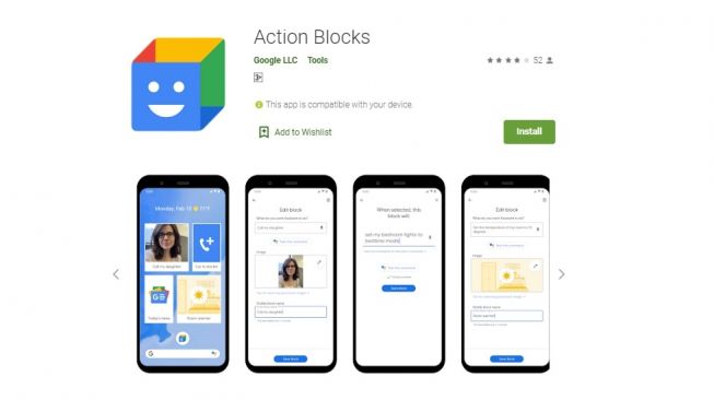 Aplikasi Action Blocks. [Google Play Store]