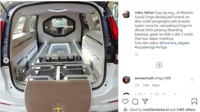 Penampakan kabin Suzuki Ertiga untuk angkut jenazah (Instagram-indra_fathan)