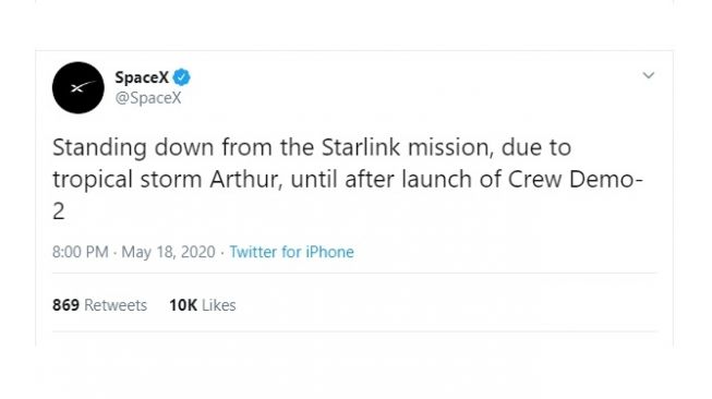 Tweet SpaceX. [Twitter]