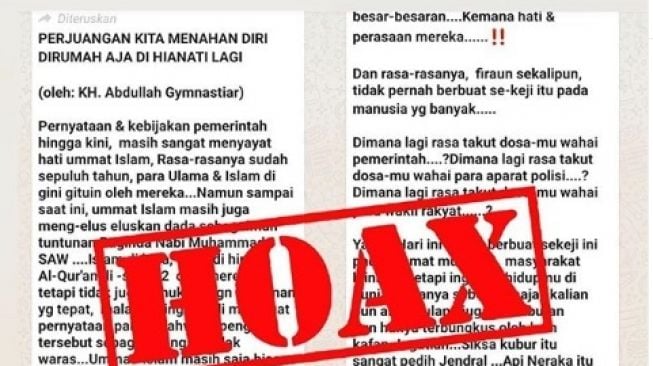 CEK FAKTA: Tausiah Aa Gym Perjuangan Menahan Diri di Rumah Aja Dihianati?