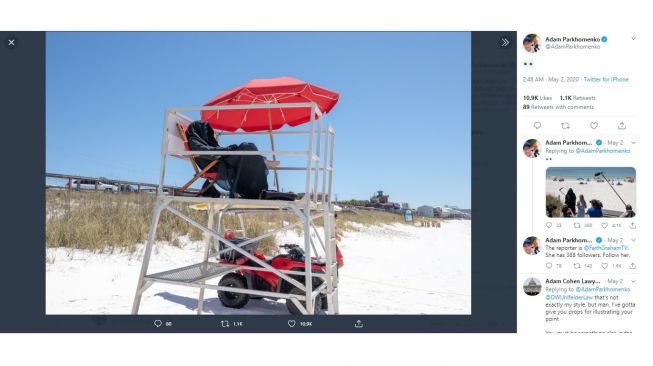 'Malaikat maut' berkeliaran di pantai Florida saat libur Memorial Day.[Twitter/@AdamParkhomenko]