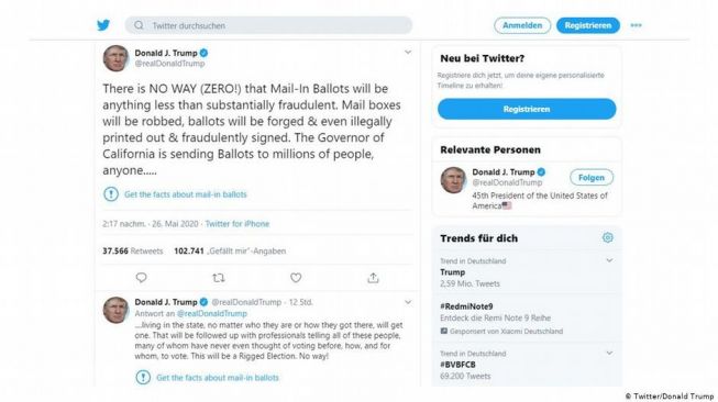 Cuitannya Diberi Label 'Tidak Berdasar’, Trump Serang Balik Twitter 