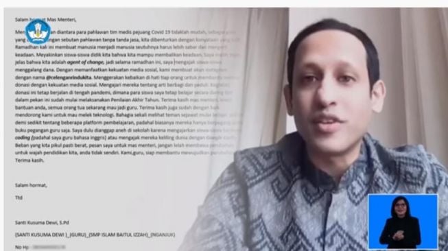 Hikmah Ramadan di Masa Pandemi, Mendikbud Bacakan Surat dari Guru di Daerah