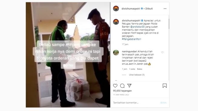 Viral ojol kena order fiktif Rp 550 Ribu (Instagram)