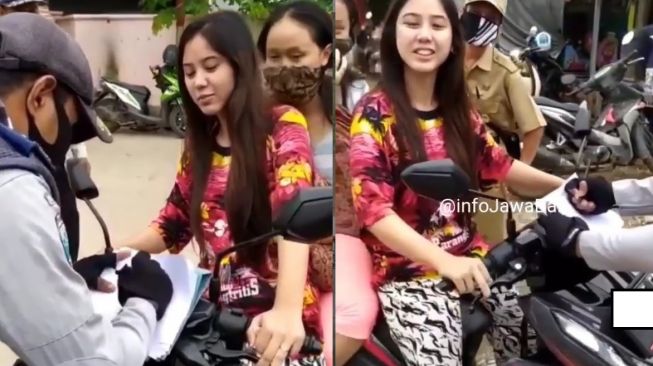 Terciduk Langgar PSBB, Pemotor Berwajah Mirip Milea Malu-Malu