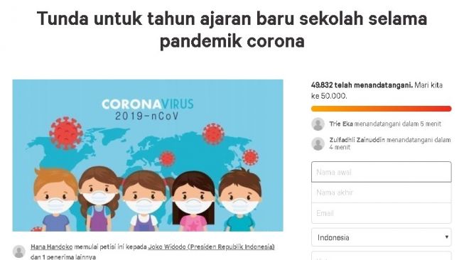 Protes Sekolah Dibuka, 49.832 Orang Teken Petisi Tunda Tahun Ajaran Baru