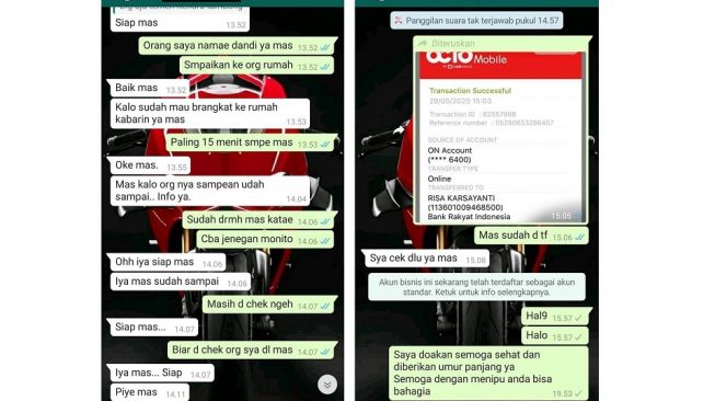 Curhat korban penipuan pembelian motor (Facebook-Vanchris Bigbike Malang)