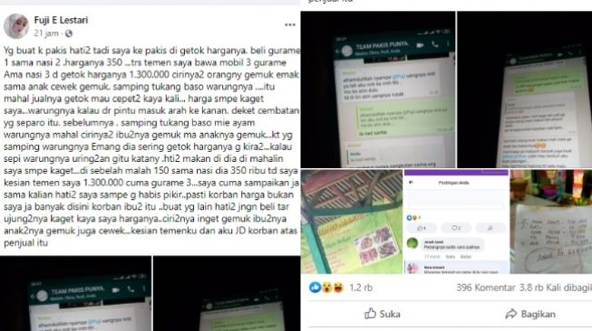 Viral warung makan di Pantai Tanjung Pakis getok harga hingga Rp 1,3 Juta (Facebook)