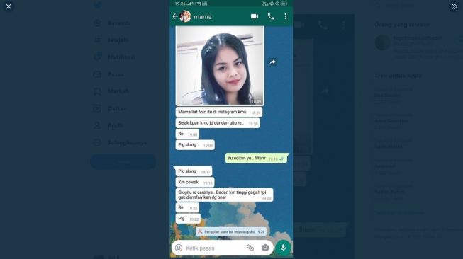 Pemuda Tepergok Foto Pakai Filter Wajah Wanita, Reaksi Ibunda Bikin Ngakak