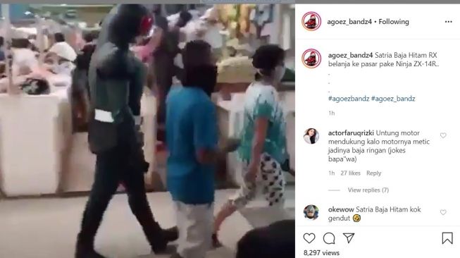 Satria Baja Hitam sedang berbelanja ke pasar (Instagram-agoez_bandz4)